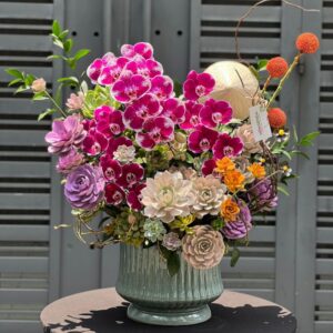 LẴNG HOA LAN HỒ ĐIỆP MIX SEN ĐÁ