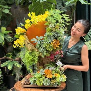 Gỗ lũa sen đá mix lan hồ điệp