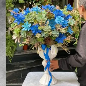 bình hoa sen đá xanh dương quà tặng đối tác cao cấp
