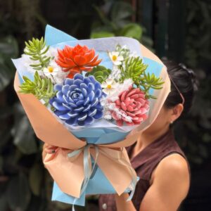 bó hoa sen đá mẫu mới đẹp sang trọng